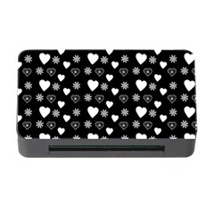 Hearts Snowflakes Black Background Memory Card Reader With Cf by Jancukart