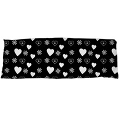 Hearts Snowflakes Black Background Body Pillow Case (dakimakura) by Jancukart