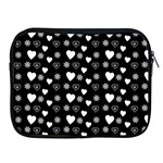 Hearts Snowflakes Black Background Apple iPad 2/3/4 Zipper Cases Front