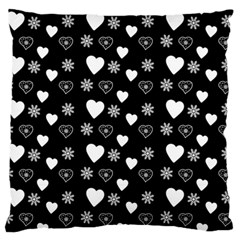 Hearts Snowflakes Black Background Standard Premium Plush Fleece Cushion Case (two Sides) by Jancukart