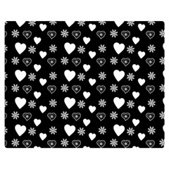 Hearts Snowflakes Black Background Two Sides Premium Plush Fleece Blanket (medium) by Jancukart