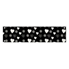 Hearts Snowflakes Black Background Banner And Sign 4  X 1  by Jancukart