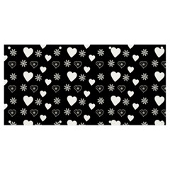 Hearts Snowflakes Black Background Banner And Sign 8  X 4  by Jancukart