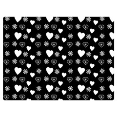 Hearts Snowflakes Black Background Premium Plush Fleece Blanket (extra Small) by Jancukart