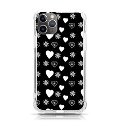 Hearts Snowflakes Black Background Iphone 11 Pro 5 8 Inch Tpu Uv Print Case