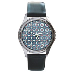 Mandala Seamless Background Texture Round Metal Watch