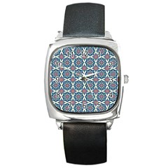 Mandala Seamless Background Texture Square Metal Watch