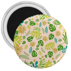 Tropical Leaf Leaves Palm Green 3  Magnets