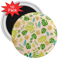 Tropical Leaf Leaves Palm Green 3  Magnets (10 Pack) 