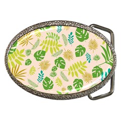 Tropical Leaf Leaves Palm Green Belt Buckles