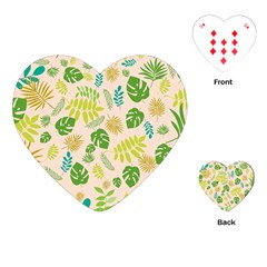 Tropical Leaf Leaves Palm Green Playing Cards Single Design (heart)