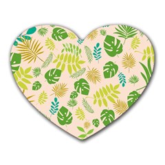 Tropical Leaf Leaves Palm Green Heart Mousepad by Jancukart