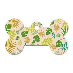 Tropical Leaf Leaves Palm Green Dog Tag Bone (one Side)