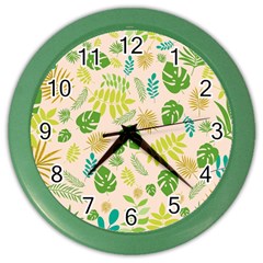 Tropical Leaf Leaves Palm Green Color Wall Clock