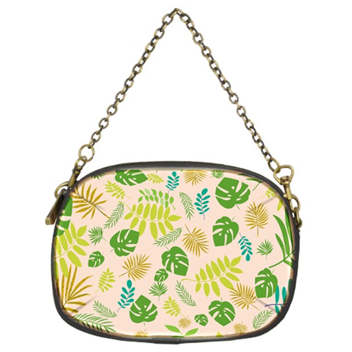 Tropical Leaf Leaves Palm Green Chain Purse (Two Sides)