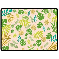 Tropical Leaf Leaves Palm Green Fleece Blanket (large)