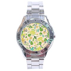 Tropical Leaf Leaves Palm Green Stainless Steel Analogue Watch