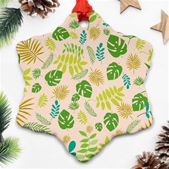 Tropical Leaf Leaves Palm Green Snowflake Ornament (two Sides)