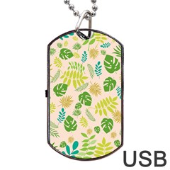 Tropical Leaf Leaves Palm Green Dog Tag Usb Flash (one Side)