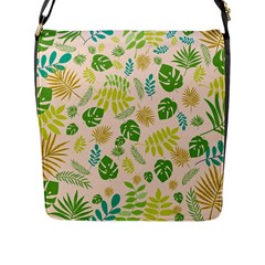 Tropical Leaf Leaves Palm Green Flap Closure Messenger Bag (l)