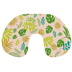 Tropical Leaf Leaves Palm Green Travel Neck Pillow