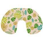 Tropical Leaf Leaves Palm Green Travel Neck Pillow Back