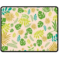 Tropical Leaf Leaves Palm Green Two Sides Fleece Blanket (medium)