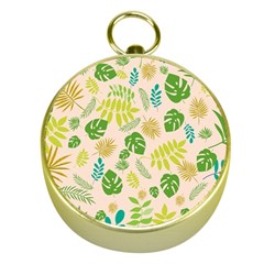 Tropical Leaf Leaves Palm Green Gold Compasses