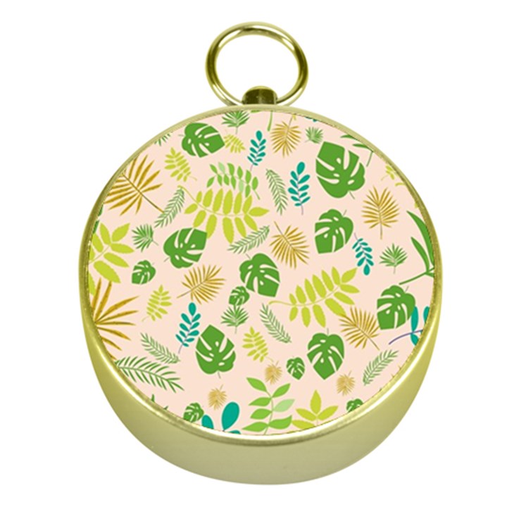 Tropical Leaf Leaves Palm Green Gold Compasses