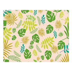 Tropical Leaf Leaves Palm Green Two Sides Premium Plush Fleece Blanket (large) by Jancukart