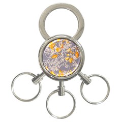 Fabric Floral Background 3-ring Key Chain