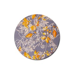 Fabric Floral Background Rubber Coaster (round)