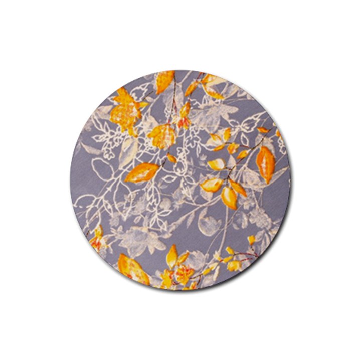 Fabric Floral Background Rubber Coaster (Round)