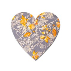 Fabric Floral Background Heart Magnet