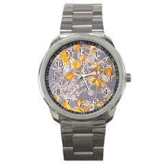 Fabric Floral Background Sport Metal Watch