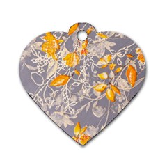 Fabric Floral Background Dog Tag Heart (two Sides) by Jancukart