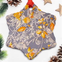 Fabric Floral Background Snowflake Ornament (two Sides)