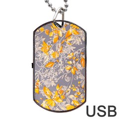 Fabric Floral Background Dog Tag Usb Flash (one Side) by Jancukart