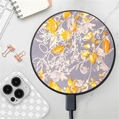 Fabric Floral Background Wireless Fast Charger(black) by Jancukart