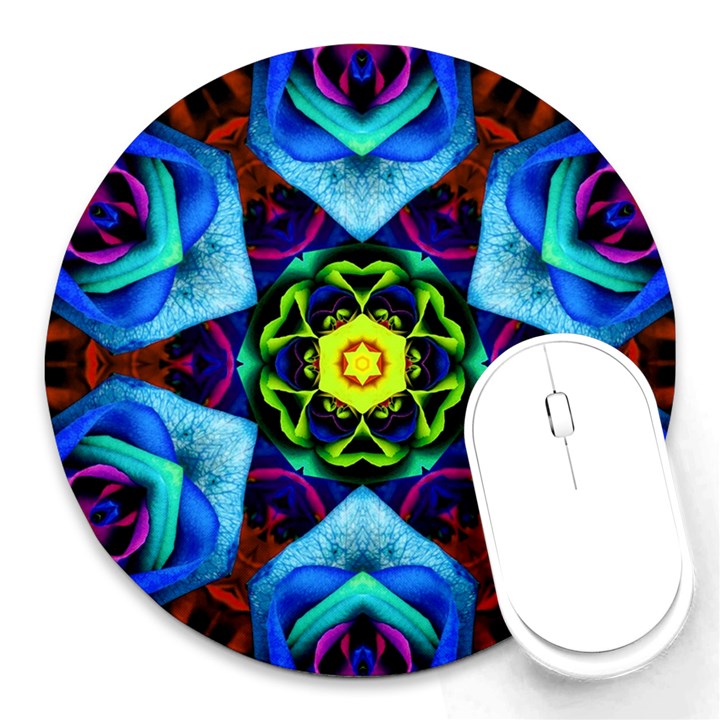 Abstract Kaleidoscope Digital Round Mousepad