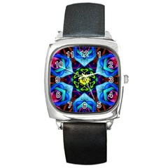 Abstract Kaleidoscope Digital Square Metal Watch