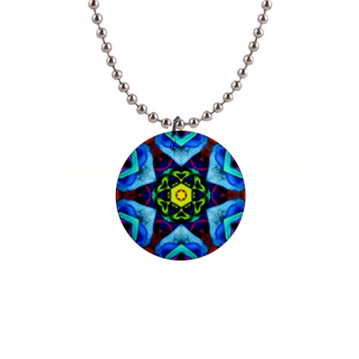 Abstract Kaleidoscope Digital 1  Button Necklace