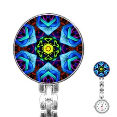 Abstract Kaleidoscope Digital Stainless Steel Nurses Watch