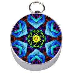 Abstract Kaleidoscope Digital Silver Compasses