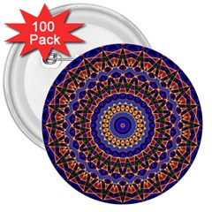 Mandala Kaleidoscope Background 3  Buttons (100 Pack) 