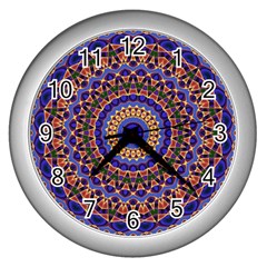 Mandala Kaleidoscope Background Wall Clock (silver)