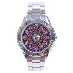 Mandala Kaleidoscope Background Stainless Steel Analogue Watch