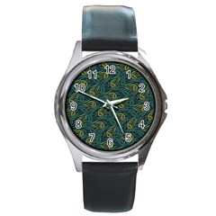 Pattern Abstract Green Texture Round Metal Watch