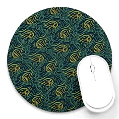 Pattern Abstract Green Texture Round Mousepad by Jancukart