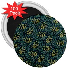 Pattern Abstract Green Texture 3  Magnets (100 Pack)